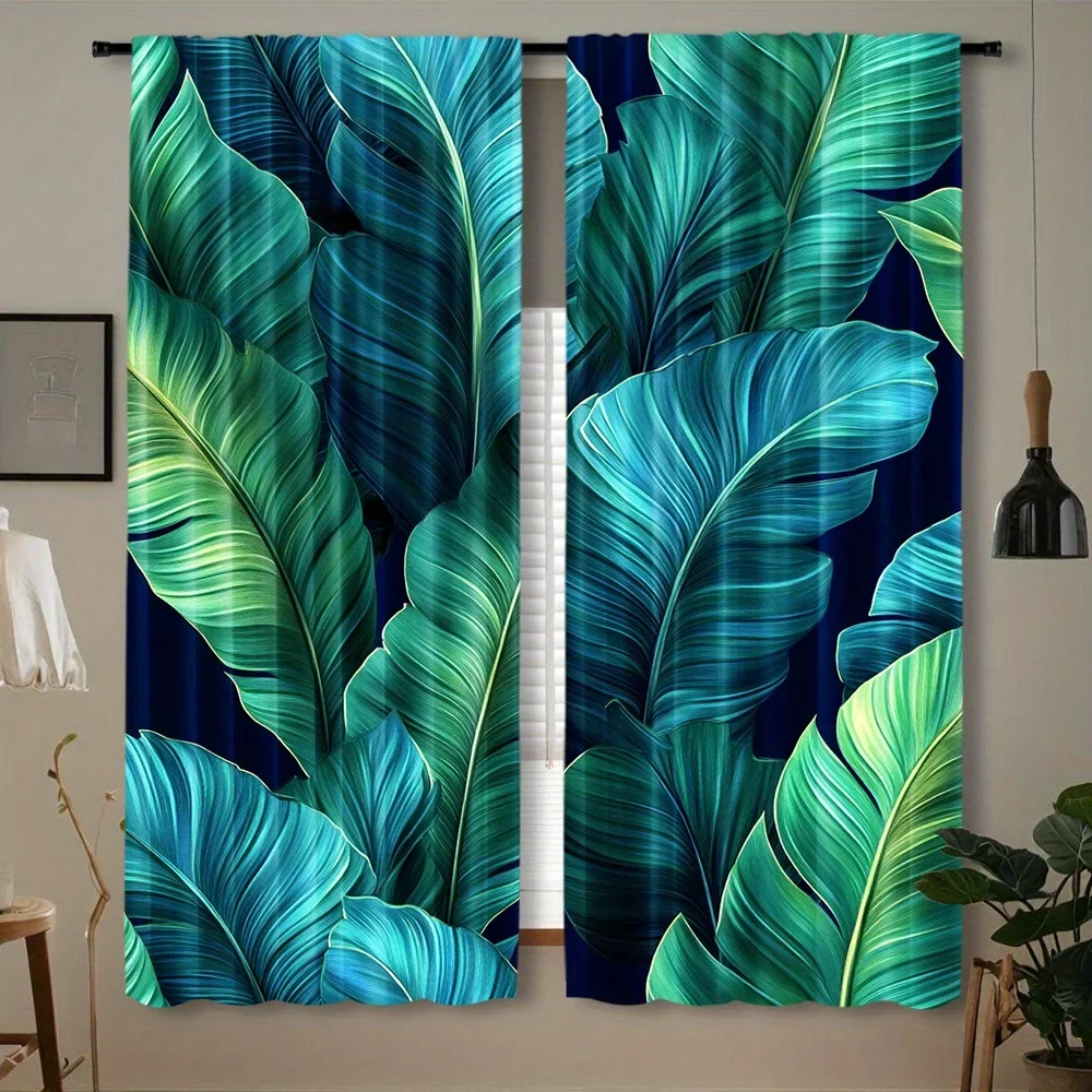 Tropical blue-green leaf pattern Print Drapes Room Darkening Window Curtains for Home Decor,Rod Pocket Blackout Curtains Bedroom
Tropical blue-green leaf pattern Print Drapes Room Darkening Window Curtains for Home Decor,Rod Pocket Blackout Curtains Bedroom