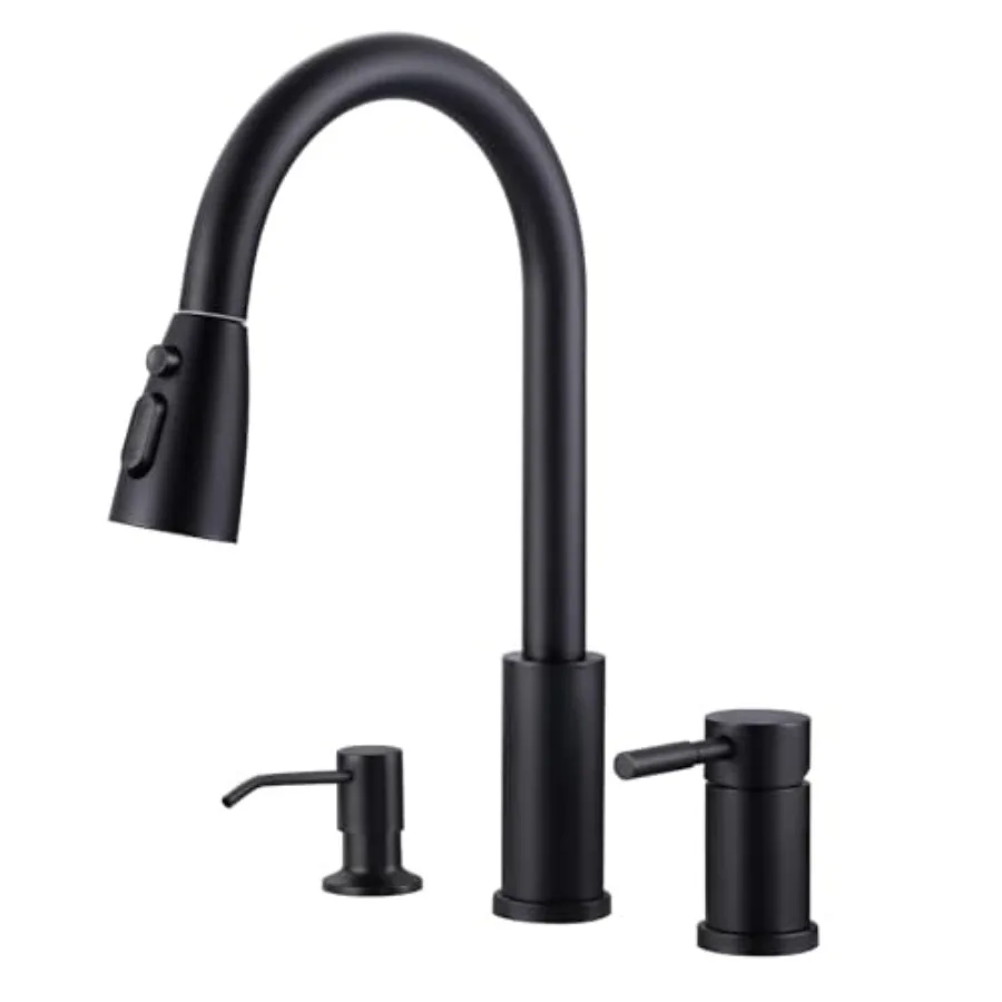 3 Hole Kitchen Faucet with Sprayer - 304 Stainless Steel Kitchen Sink Faucet with Soap Dispenser and Separate Handle 3 Pieces f
3 Hole Kitchen Faucet with Sprayer - 304 Stainless Steel Kitchen Sink Faucet with Soap Dispenser and Separate Handle 3 Pieces f
