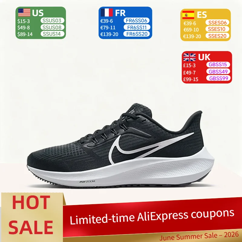 Nike Air Zoom Pegasus 39 comfortable fashion support rebound low top training running shoes women black and white DH4072-001
Nike Air Zoom Pegasus 39 comfortable fashion support rebound low top training running shoes women black and white DH4072-001