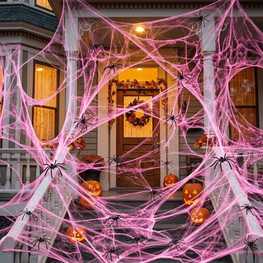 Scene Layout Stretchable Spider Cobwebs Elastic Gothic Fake Spider Web Creepy Pink Spider Silk Web Haunted House
Scene Layout Stretchable Spider Cobwebs Elastic Gothic Fake Spider Web Creepy Pink Spider Silk Web Haunted House
