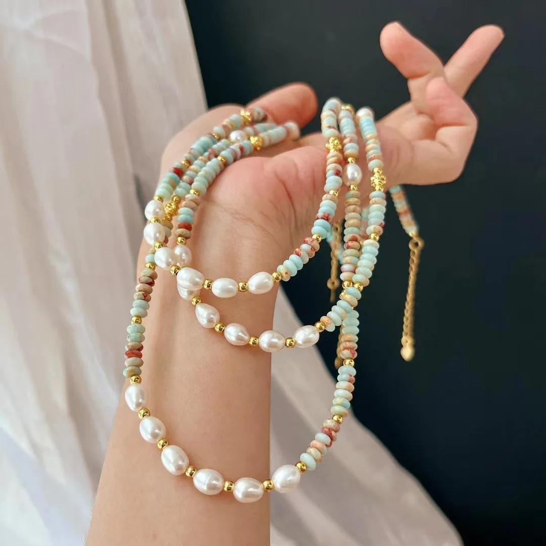 Vintage Natural Freshwater Baroque Pearl & Jade Necklace Ambience Clavicle Chain
Vintage Natural Freshwater Baroque Pearl & Jade Necklace Ambience Clavicle Chain
