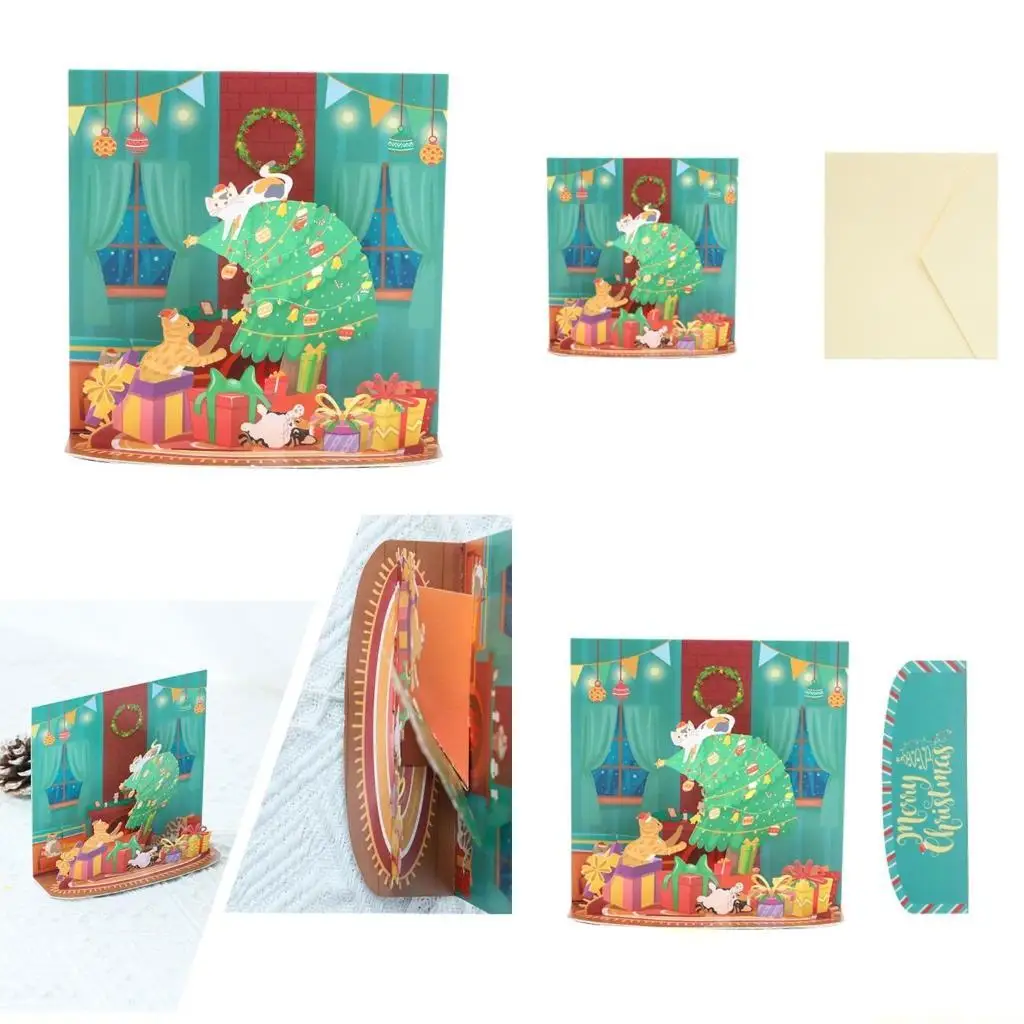 QX2E Веселые рождественские открытки с кошачьей тематикой, зимний подарок, всплывающие открытки, рождественские украшения,
QX2E Веселые рождественские открытки с кошачьей тематикой, зимний подарок, всплывающие открытки, рождественские украшения,