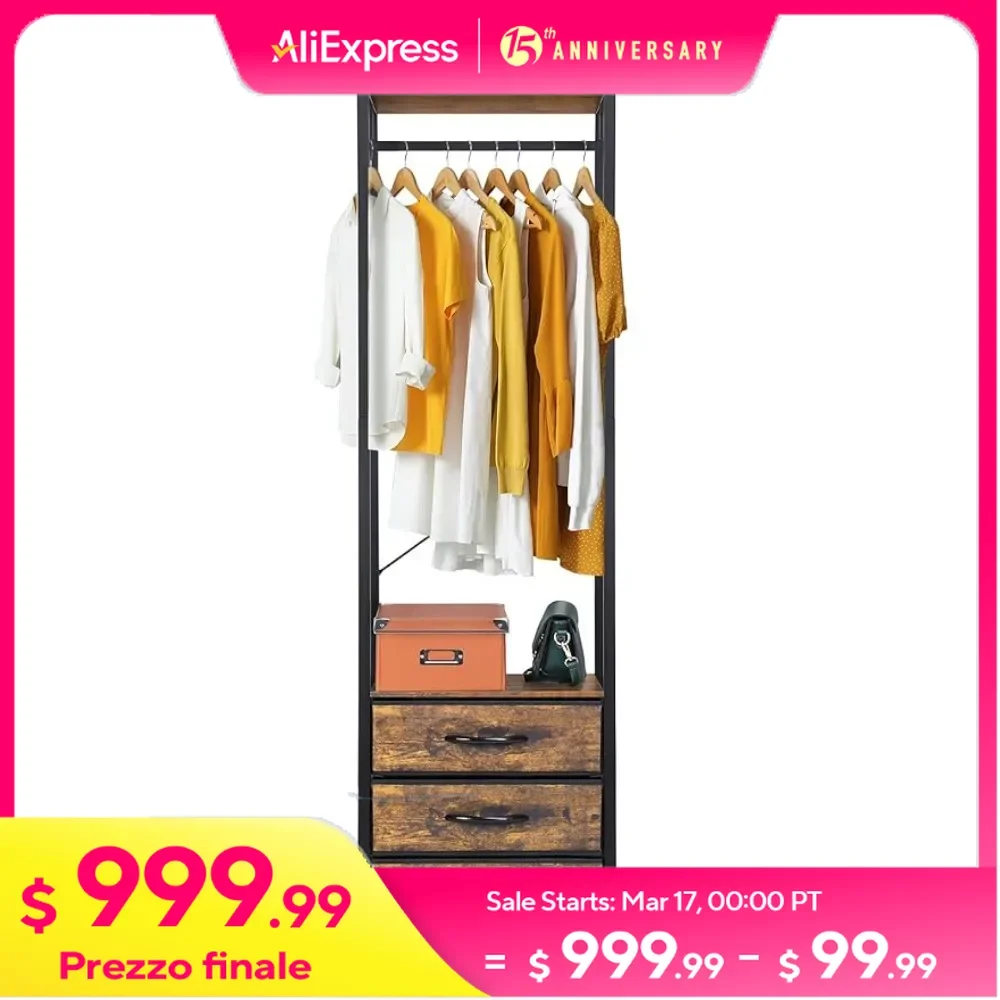 Garment Rack with Drawers, Heavy Duty Clothes Stand Dresser, Wood Top, Metal Frame Fabric Drawers, Wardrobe Closet Clothes Rack
Garment Rack with Drawers, Heavy Duty Clothes Stand Dresser, Wood Top, Metal Frame Fabric Drawers, Wardrobe Closet Clothes Rack