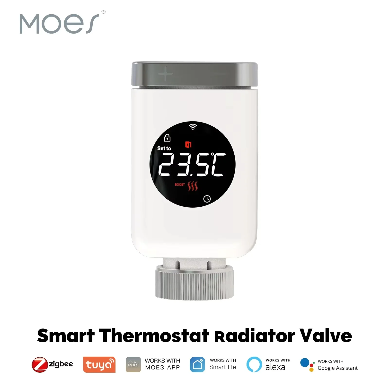 MOES Tuya Smart Zigbee Thermostatic Radiator Valve TRV Programmable App Remote Temperature Controller Support Alexa Google Home
MOES Tuya Smart Zigbee Thermostatic Radiator Valve TRV Programmable App Remote Temperature Controller Support Alexa Google Home