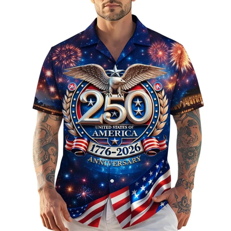 USA 250 Year Of Freedom Graphic Hawaiian Shirt For Men 3D Print Patriotic Eagle Short Sleeves Summer Blouses Lapel Aloha Shirts
USA 250 Year Of Freedom Graphic Hawaiian Shirt For Men 3D Print Patriotic Eagle Short Sleeves Summer Blouses Lapel Aloha Shirts