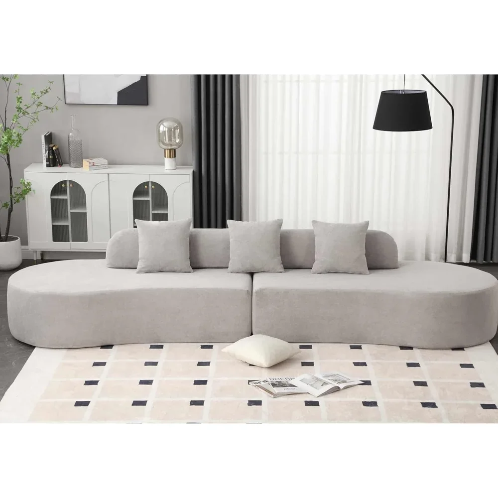 Modern Curved Combination Sofa, Terrycloth Fabric Sofa, Apartment, No Assembly Required, Three Pillows,Gray
Modern Curved Combination Sofa, Terrycloth Fabric Sofa, Apartment, No Assembly Required, Three Pillows,Gray