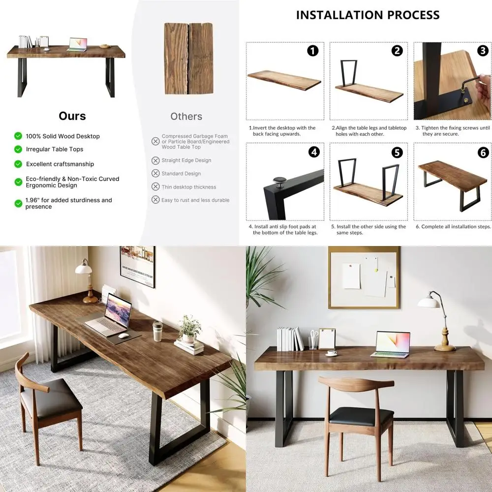 Solid Wood Desk 55 inches, Home Oice Computer Desk Wooden Rustic Writing Desk Metal ern Simple Design Executive Real Wood Desk(k
Solid Wood Desk 55 inches, Home Oice Computer Desk Wooden Rustic Writing Desk Metal ern Simple Design Executive Real Wood Desk(k