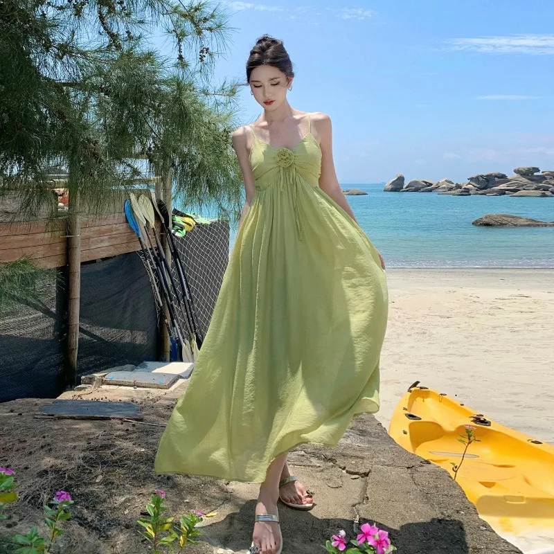 2024 New Summer Halter Vacation Holiday Dress Green Deep V-Neck Graceful Women Chic Dress Lolita Party Long One Piece Boho Dress
2024 New Summer Halter Vacation Holiday Dress Green Deep V-Neck Graceful Women Chic Dress Lolita Party Long One Piece Boho Dress