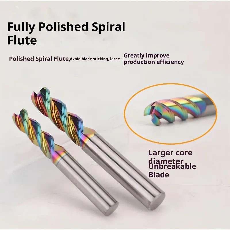 Aluminum Special 65 Degree 3 Flute Colorful Tungsten Carbide End Mill DLC Coated Milling Cutter For CNC Machining
Aluminum Special 65 Degree 3 Flute Colorful Tungsten Carbide End Mill DLC Coated Milling Cutter For CNC Machining
