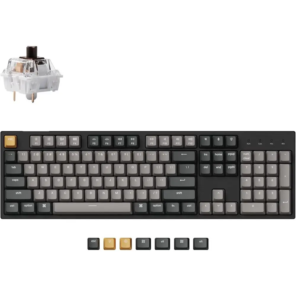 Custom Mechanical Keyboard - Full Size, QMK/VIA Programmable, White Backlit, Tactile Brown Switch, Double-Shot PBT Keycaps, Comp
Custom Mechanical Keyboard - Full Size, QMK/VIA Programmable, White Backlit, Tactile Brown Switch, Double-Shot PBT Keycaps, Comp