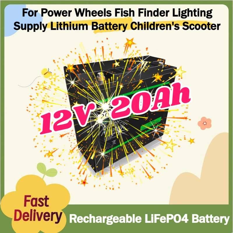 For Power Wheels Fish Finder Lighting Supply Lithium Battery Children's Scooter 12V 20Ah LiFePO4 Battery with 30A BMS Deep Cycle
For Power Wheels Fish Finder Lighting Supply Lithium Battery Children's Scooter 12V 20Ah LiFePO4 Battery with 30A BMS Deep Cycle