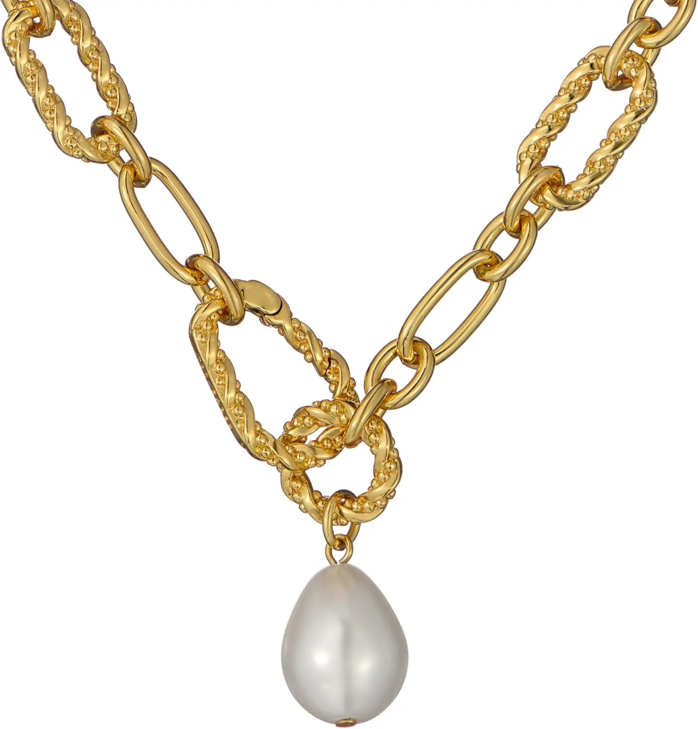Gold Pearl Pendant Necklace for Women, Twisted Design
Gold Pearl Pendant Necklace for Women, Twisted Design