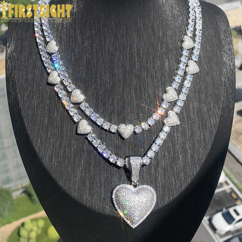 New Iced Out Bling Heart Pendant Necklace Zircon 5mm Tennis Chain Love Hearts Charm Women Men Hip Hop Fashion Jewelry
New Iced Out Bling Heart Pendant Necklace Zircon 5mm Tennis Chain Love Hearts Charm Women Men Hip Hop Fashion Jewelry
