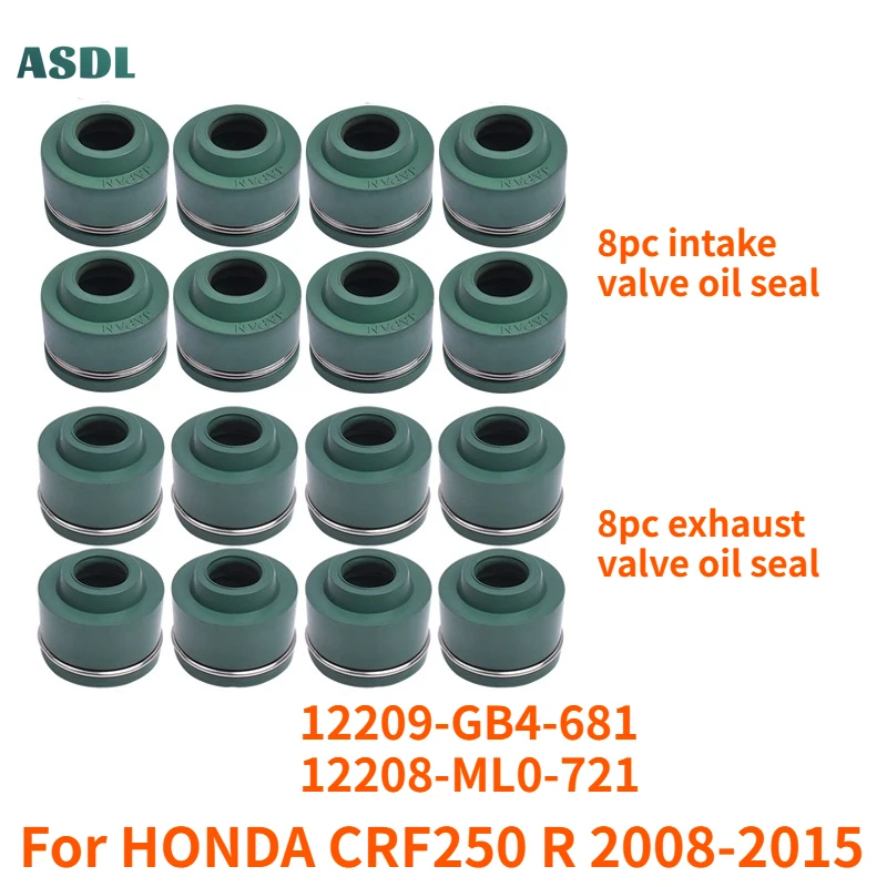 16pcs Motorcycle Valve Oil Seal 5mm Intake 4.5mm Exhaust For Honda CRF250 R 2008-2015 CRF 250 12209-GB4-681 12208-ML0-721
16pcs Motorcycle Valve Oil Seal 5mm Intake 4.5mm Exhaust For Honda CRF250 R 2008-2015 CRF 250 12209-GB4-681 12208-ML0-721