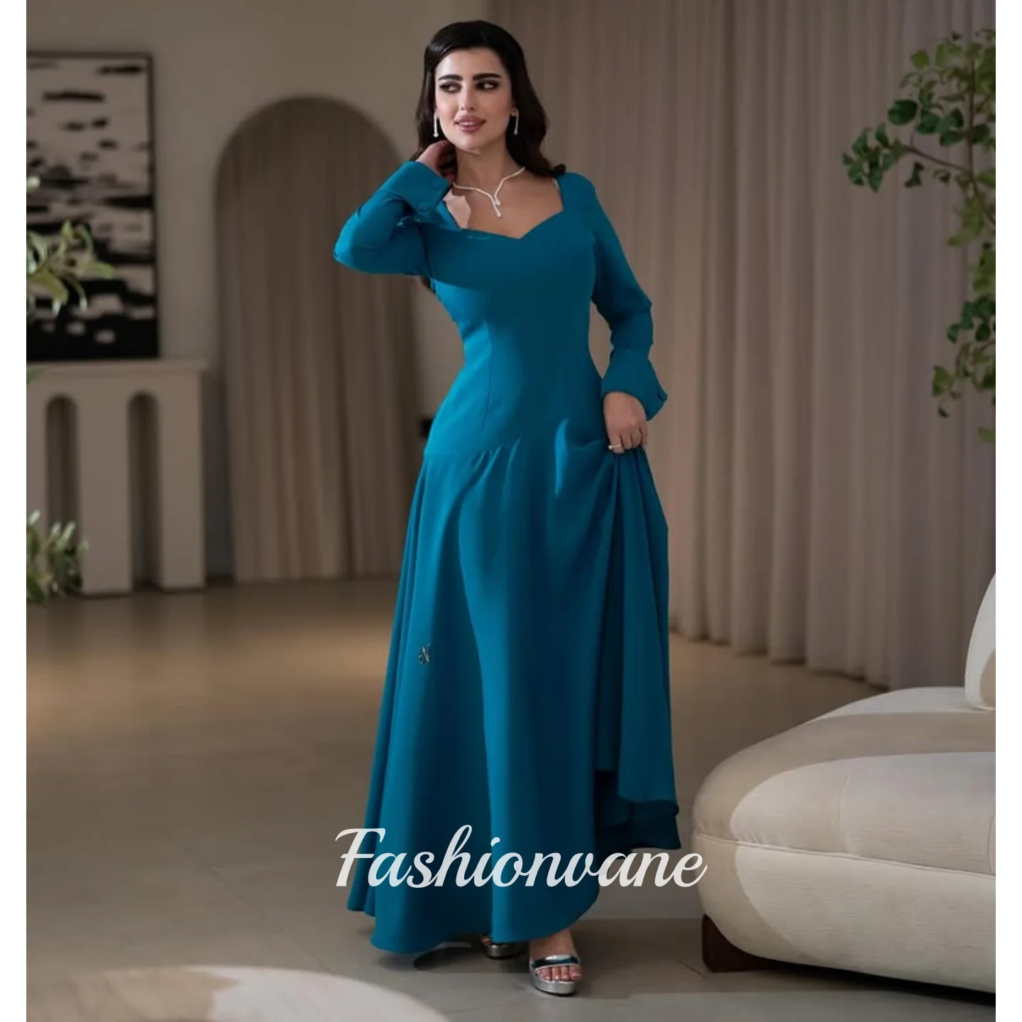Blue Square Neckline Prom Dresses V Neck Woman Evening Party Gown Long Sleeves Cocktail Occasion Vestidos Para Mujer Customized
Blue Square Neckline Prom Dresses V Neck Woman Evening Party Gown Long Sleeves Cocktail Occasion Vestidos Para Mujer Customized