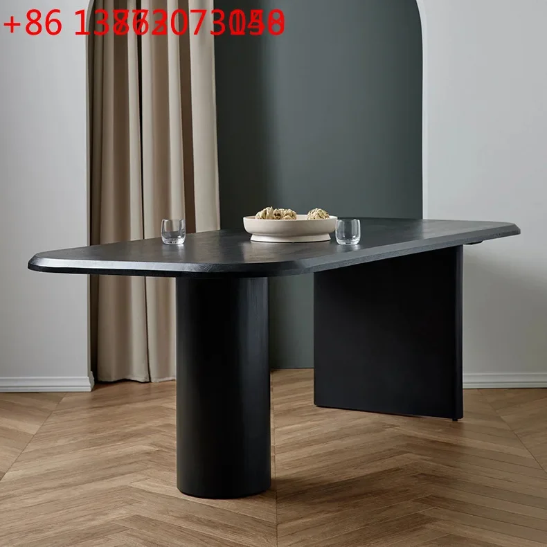 Nordic wabi style black dining table, family small apartment restaurant dining table
Nordic wabi style black dining table, family small apartment restaurant dining table