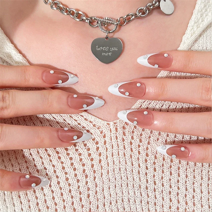 24pcs/set French White Edge Wearing False Nails Nude Color Rhinestones Adhesive Fake Nails Full Coverage Press on Nails Tips
24pcs/set French White Edge Wearing False Nails Nude Color Rhinestones Adhesive Fake Nails Full Coverage Press on Nails Tips