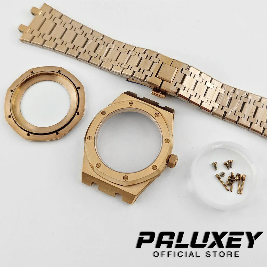 PVD Rose Gold Case 41mm AP Sapphire Crystal Watch Parts for NH34 NH35 NH36 NH38 Movement AP Modified Watch Case for 31.8mm Dial
PVD Rose Gold Case 41mm AP Sapphire Crystal Watch Parts for NH34 NH35 NH36 NH38 Movement AP Modified Watch Case for 31.8mm Dial
