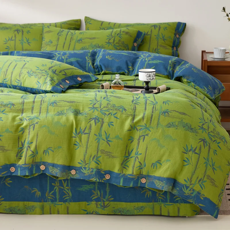 4-Piece Sets Cotton Quilt Cover Single Woven Jacquard Double-sided 100 Pure Cotton Gauze Quilt Cover Naked Sleeping Bedding
4-Piece Sets Cotton Quilt Cover Single Woven Jacquard Double-sided 100 Pure Cotton Gauze Quilt Cover Naked Sleeping Bedding