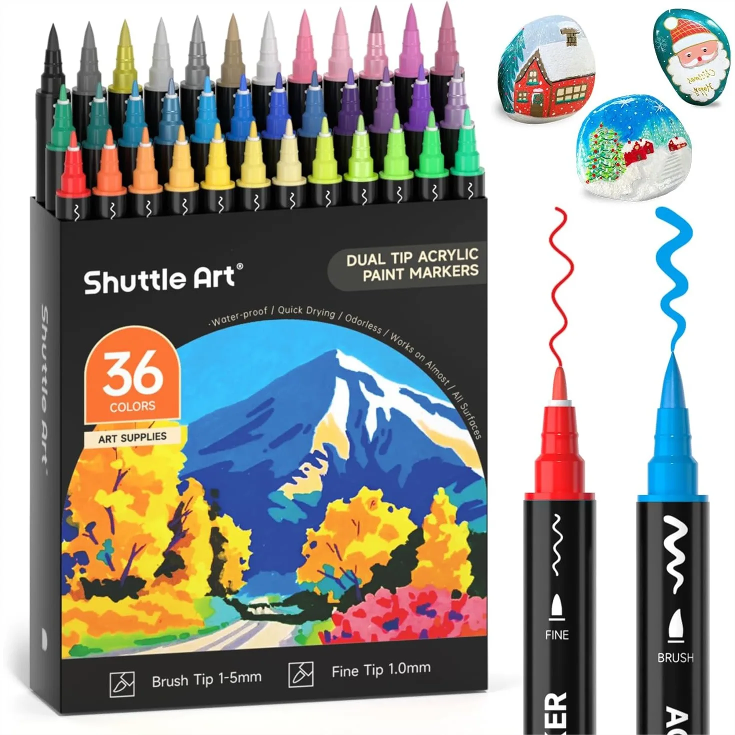 36 Colors Dual Tip Acrylic Paint Markers Brush And Fine Tip For Rock Painting Ceramic Wood Canvas Plastic Glass Stone Calligraphy Card Making DIY Crafts
36 Colors Dual Tip Acrylic Paint Markers Brush And Fine Tip For Rock Painting Ceramic Wood Canvas Plastic Glass Stone Calligraphy Card Making DIY Crafts