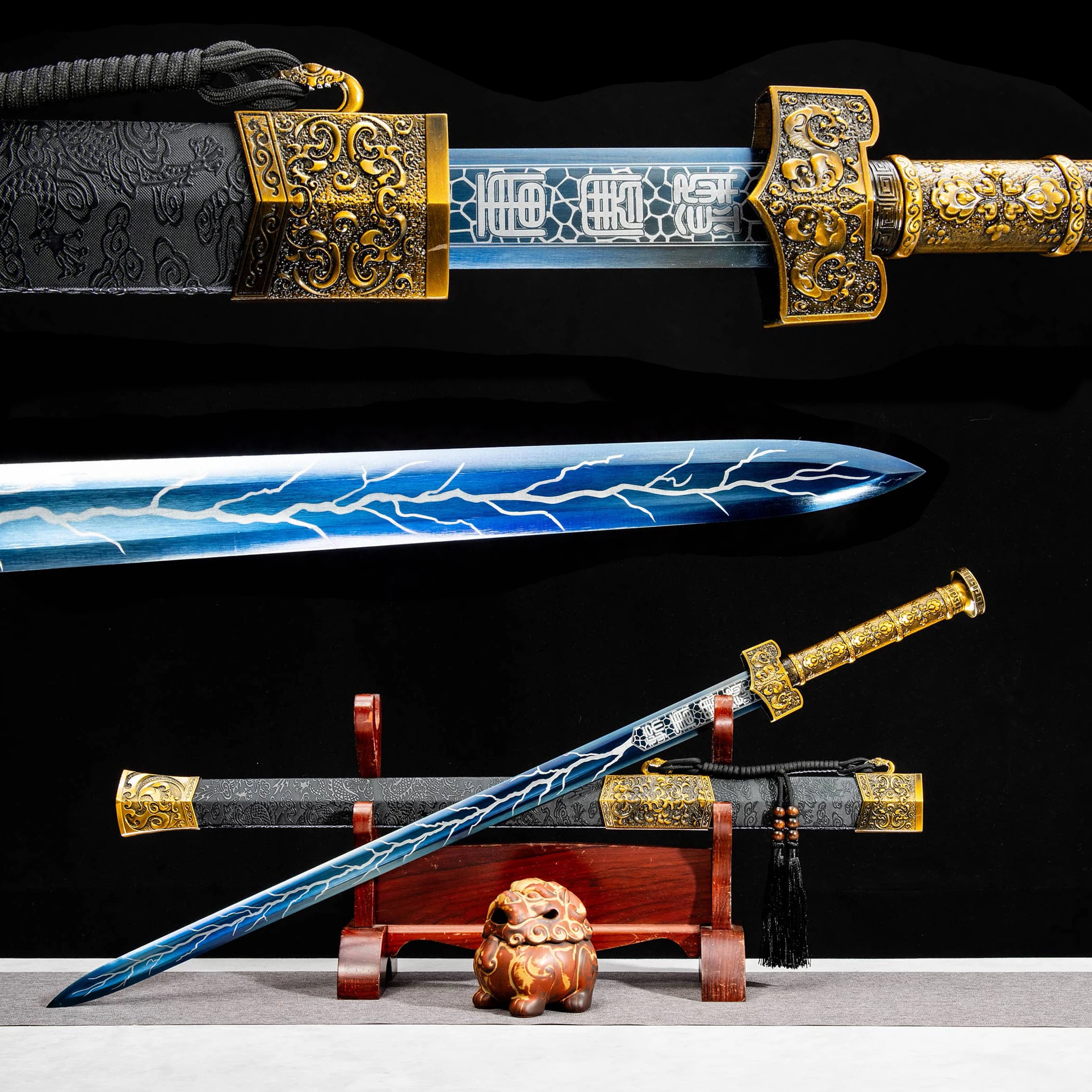100cm Medieval China Lightning Blue Han sword cosplay samurai sword full tang Battle preparation spring steel Sharp Weapons
100cm Medieval China Lightning Blue Han sword cosplay samurai sword full tang Battle preparation spring steel Sharp Weapons