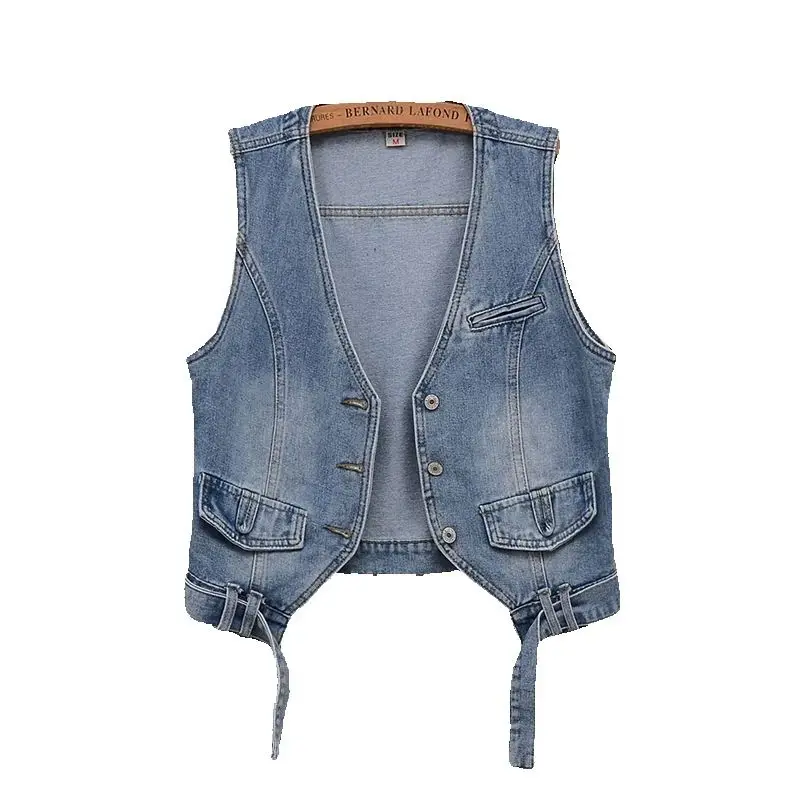 Vintage Blue V-Neck Denim Vests Women Single-Breasted Summer Jean Sleeveless Short Jacket Basic Waistcoat Wash Chaleco Mujer Top
Vintage Blue V-Neck Denim Vests Women Single-Breasted Summer Jean Sleeveless Short Jacket Basic Waistcoat Wash Chaleco Mujer Top