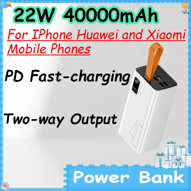 22W 40000mAh Power Bank with Two-way Output for IPhone Huawei and Xiaomi Mobile Phones PD Fast-charging Powerbank
22W 40000mAh Power Bank with Two-way Output for IPhone Huawei and Xiaomi Mobile Phones PD Fast-charging Powerbank