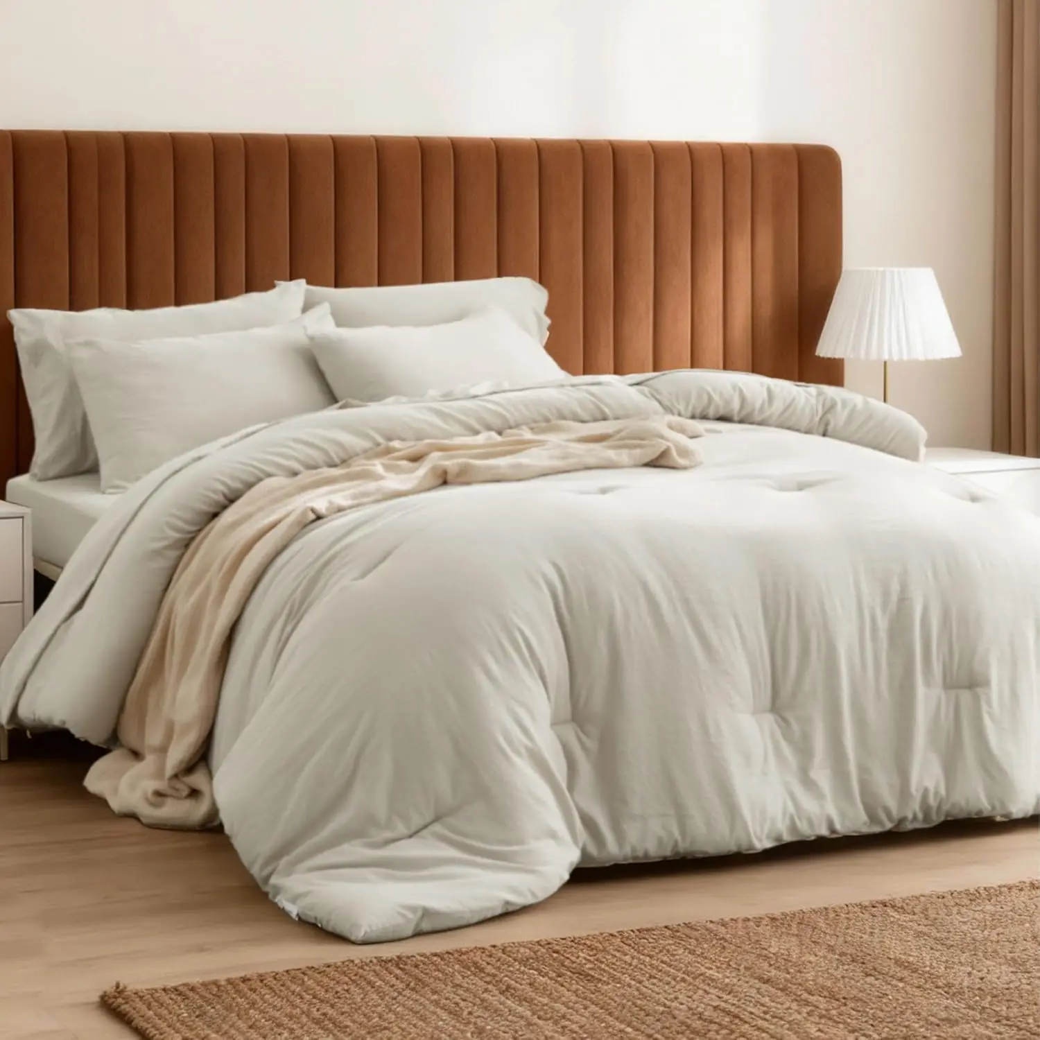 Queen Bed in a Bag 7 Pieces, Soft Marshmallow Prewashed Bedding Set with Comforter, Sheets, Pillowcases & Shams for All Seasons
Queen Bed in a Bag 7 Pieces, Soft Marshmallow Prewashed Bedding Set with Comforter, Sheets, Pillowcases & Shams for All Seasons