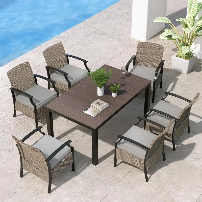 7 Pieces Outdoor Dining Sets, E-Coated Dining Chairs Traditional Wicker Patio Furniture for 6, Including Chairs with
7 Pieces Outdoor Dining Sets, E-Coated Dining Chairs Traditional Wicker Patio Furniture for 6, Including Chairs with