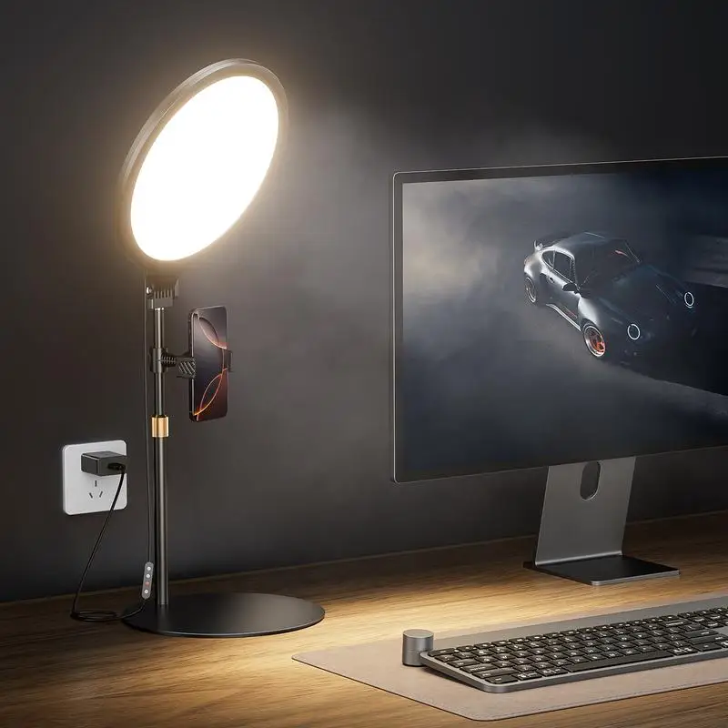 10,5-дюймовая подставка для ноутбука с полноэкранным дисплеем, кольцевой подсветкой для селфи и регулируемым держателем для видеозаписи
10,5-дюймовая подставка для ноутбука с полноэкранным дисплеем, кольцевой подсветкой для селфи и регулируемым держателем для видеозаписи