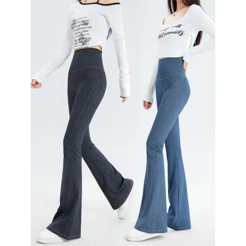 Women's Faux Denim Flare Pants High Waist Elastic Tummy Control Bootcut Leggings Casual Yoga Trousers with Slimming Effect
Women's Faux Denim Flare Pants High Waist Elastic Tummy Control Bootcut Leggings Casual Yoga Trousers with Slimming Effect