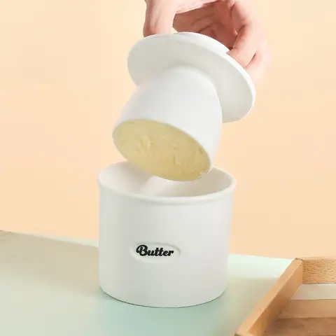 1set Ceramic butter jar with lid, butter cup, household cheese preservation storage jar, Western-style butter box, gift