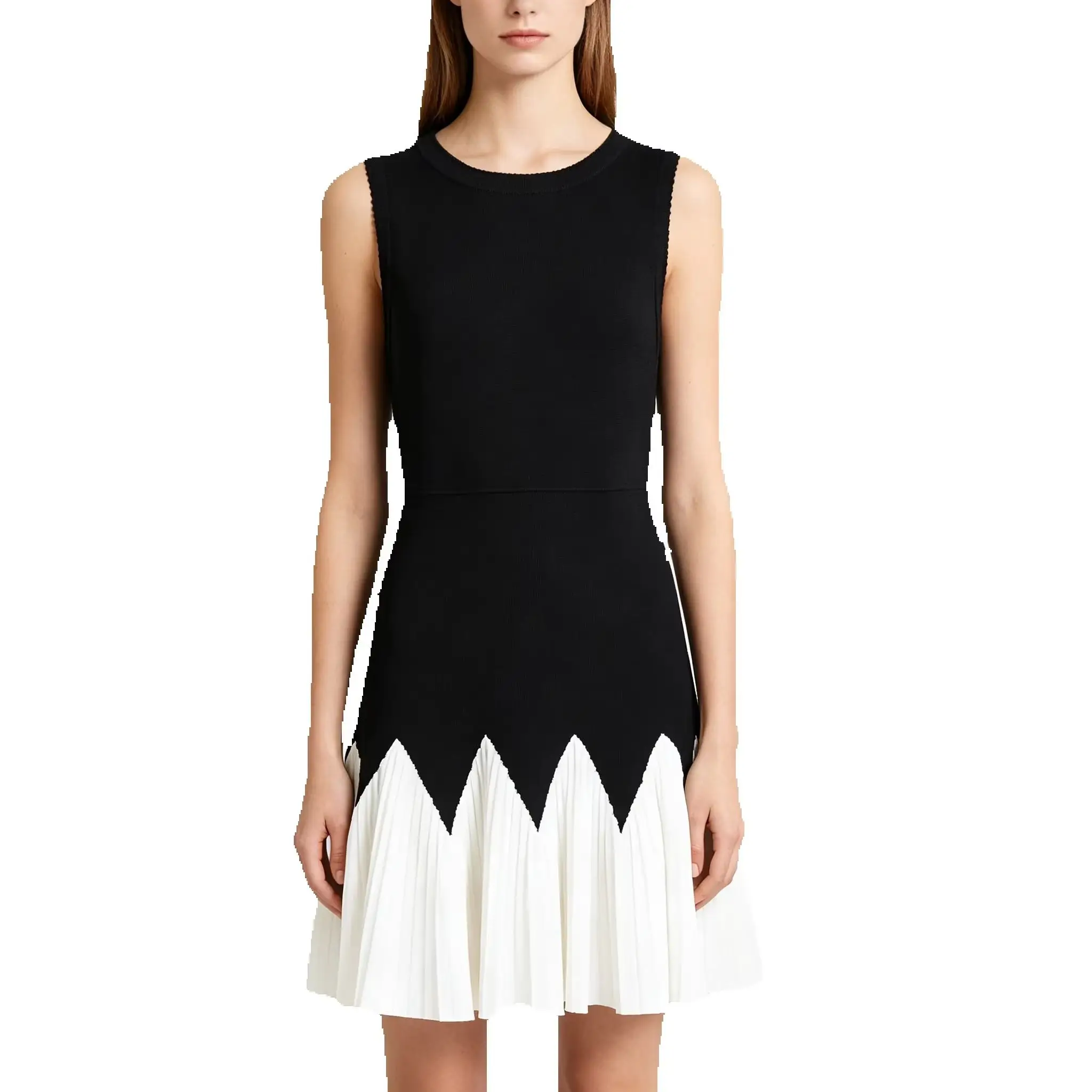 High End Quality Autumn New Fashionable Commuter Women's Contrasting Color Slim Fit Sleeveless Round Neck Short Pleated Dress
High End Quality Autumn New Fashionable Commuter Women's Contrasting Color Slim Fit Sleeveless Round Neck Short Pleated Dress