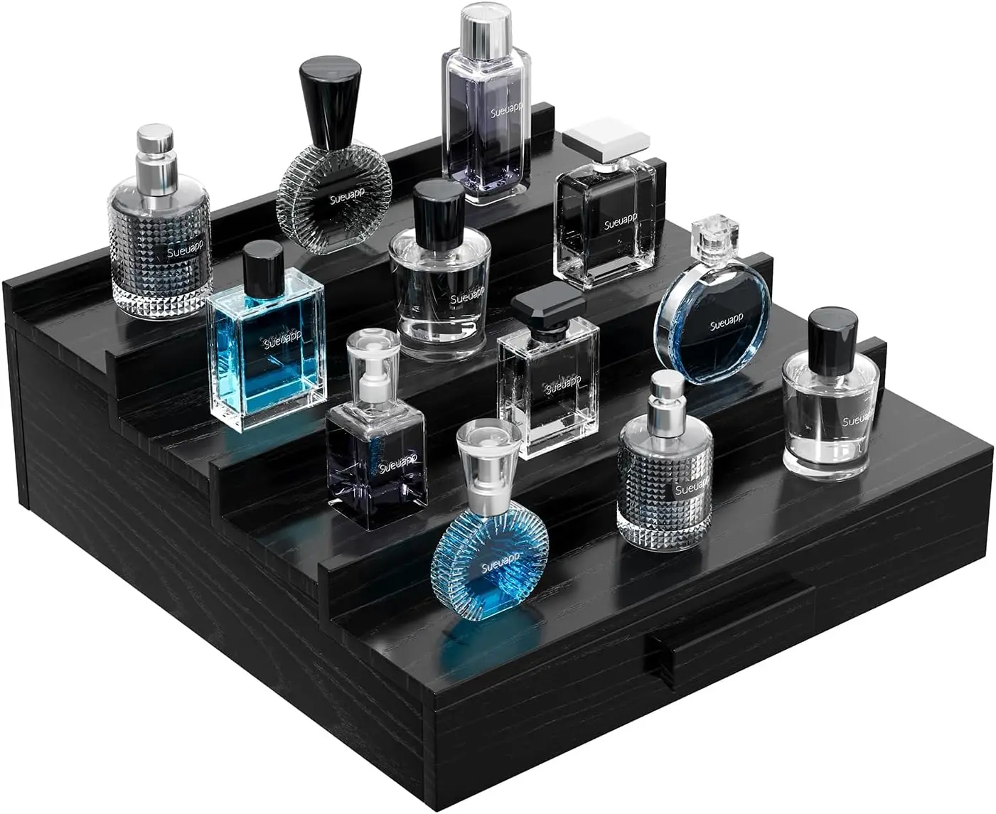 4 Tier Walnut Wood Cologne Organizer with Hidden Drawer, Perfume Stand for Men
4 Tier Walnut Wood Cologne Organizer with Hidden Drawer, Perfume Stand for Men