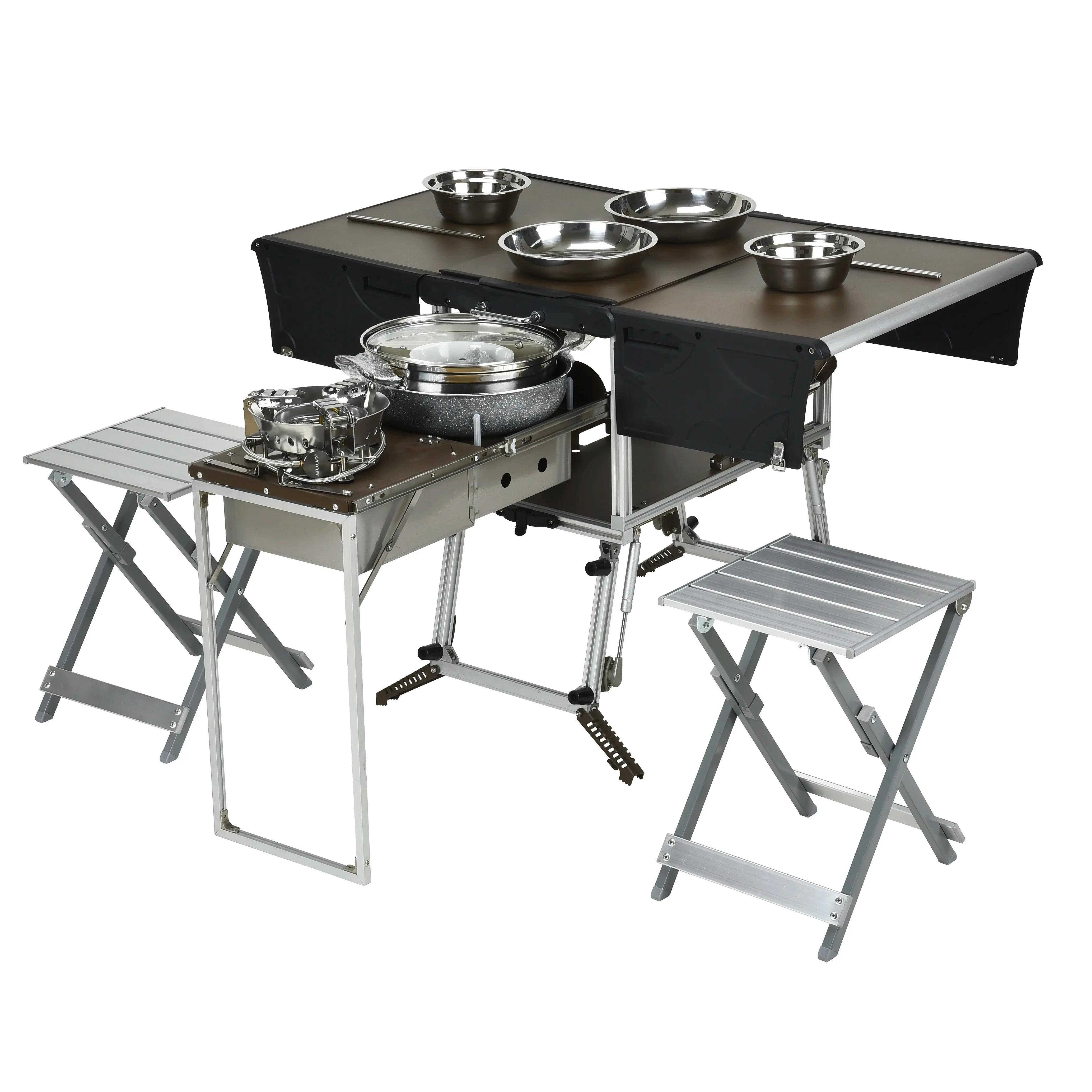 New Style Camping Mobile Kitchen Folding Picnic Table with Gas Stove and Tableware Cookware Set
New Style Camping Mobile Kitchen Folding Picnic Table with Gas Stove and Tableware Cookware Set