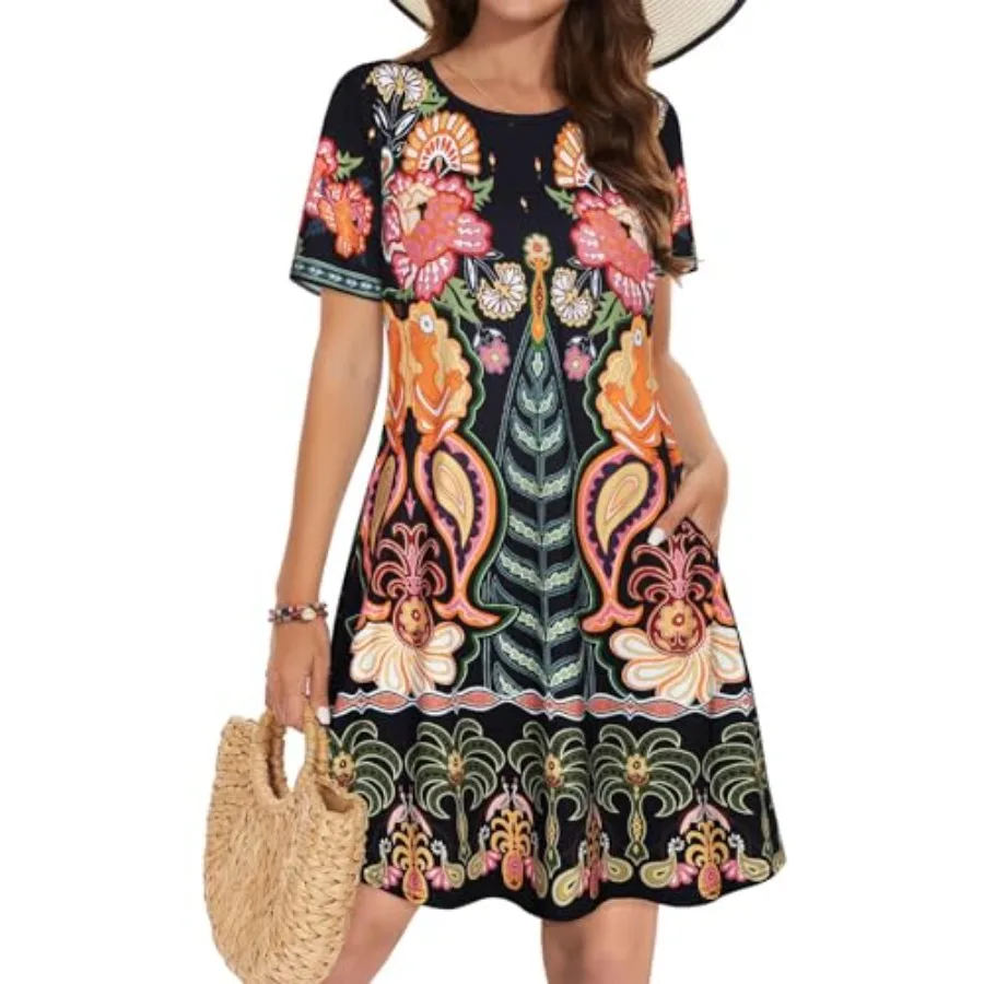 Summer Dresses for Women Casual Tshirt Short Sleeve Floral Sundress Beach Cover Ups with Pockets 2026
Summer Dresses for Women Casual Tshirt Short Sleeve Floral Sundress Beach Cover Ups with Pockets 2026