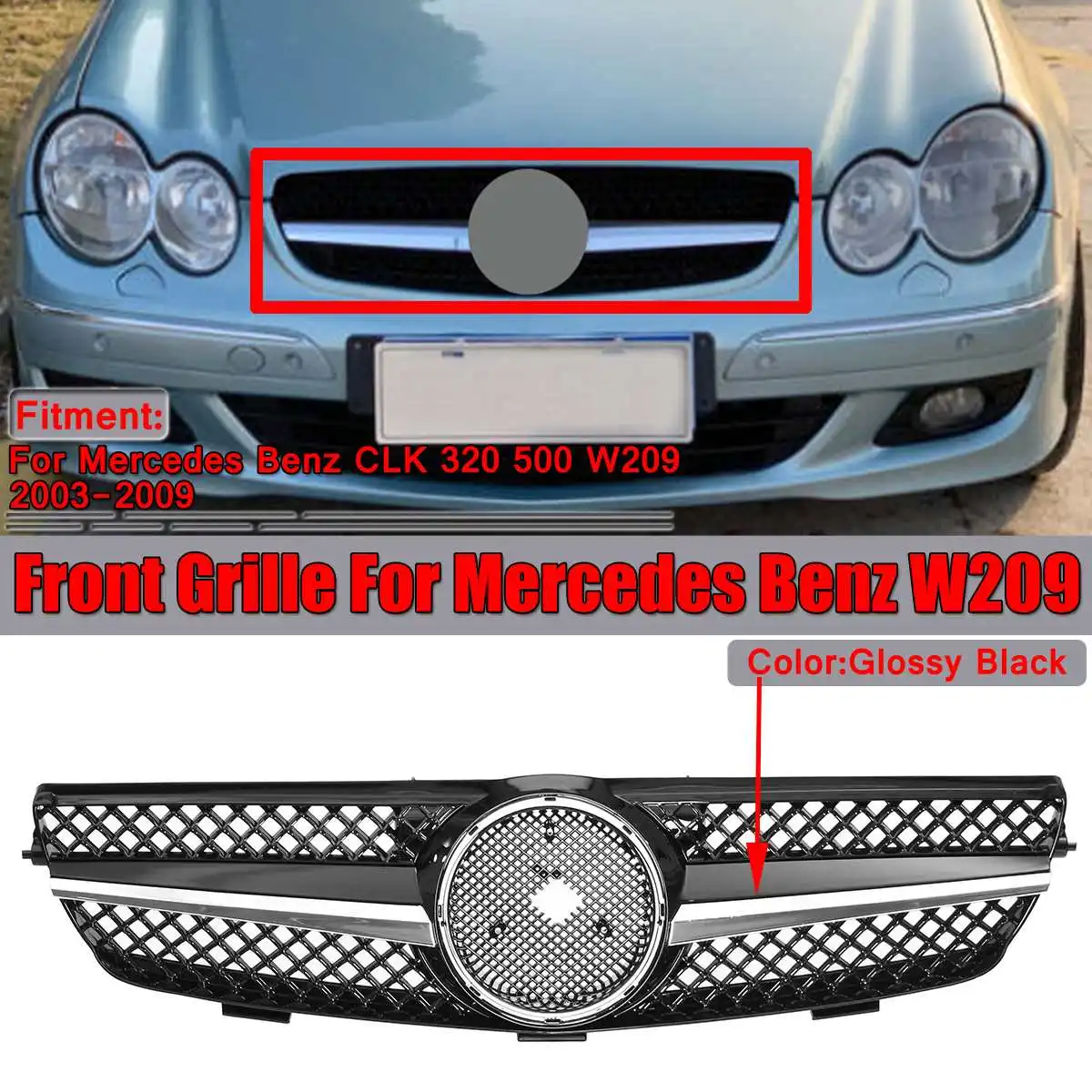 Diamond Style Front Grill Car Front Bumper Mesh Upper Grille Grill For Mercedes Benz CLK 320 500 W209 2003-2009 Racing Grille
Diamond Style Front Grill Car Front Bumper Mesh Upper Grille Grill For Mercedes Benz CLK 320 500 W209 2003-2009 Racing Grille