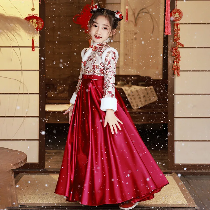 Girls New Year's greetings Hanfu Girls Thickened Children's Ancient Clothing Chinese Style Tang Clothing Red Festive
Girls New Year's greetings Hanfu Girls Thickened Children's Ancient Clothing Chinese Style Tang Clothing Red Festive
