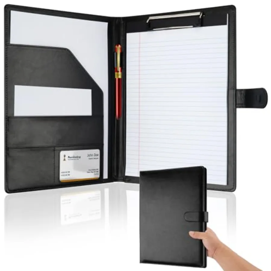 Professional Padfolio with Clipboard, Faux Leather Portfolio Folder Binder, Legal Pad Holder for A4 Letter Size Notepad, Resume
Professional Padfolio with Clipboard, Faux Leather Portfolio Folder Binder, Legal Pad Holder for A4 Letter Size Notepad, Resume