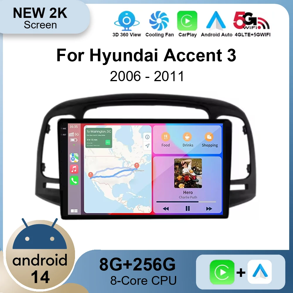 Android 14 для Hyundai Accent 3 2006-2011 Автомобильный радиоприемник Мультимедийный видеоплеер Навигация GPS Авто Carplay Головное устройство DVD 4G + WIFI
Android 14 для Hyundai Accent 3 2006-2011 Автомобильный радиоприемник Мультимедийный видеоплеер Навигация GPS Авто Carplay Головное устройство DVD 4G + WIFI