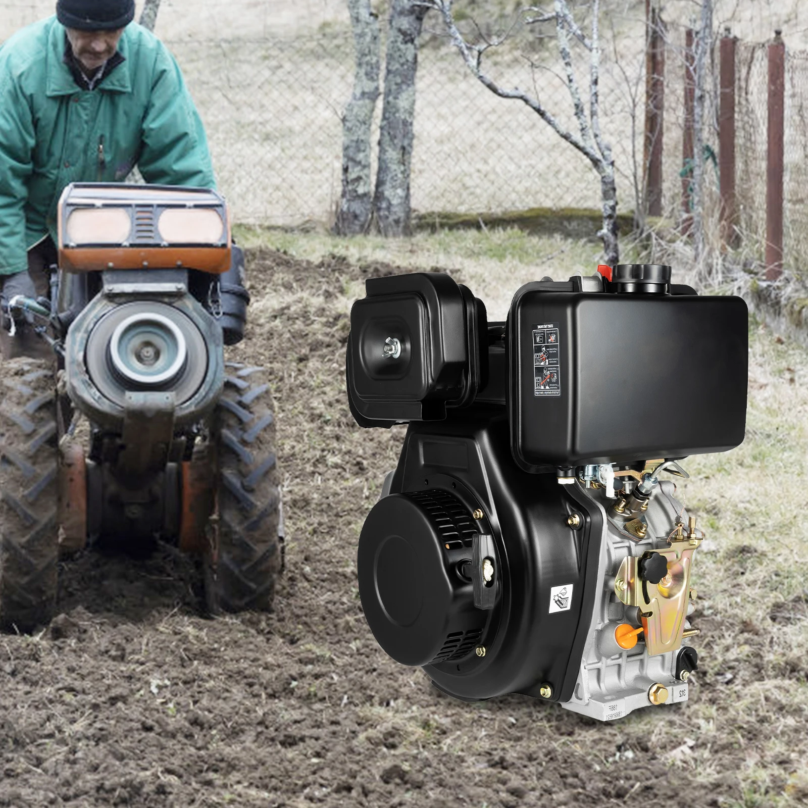 4-Stroke 10HP OHV Industrial Diesel Engine, 418CC 186FA Air Cooling Single-Cylinder with Recoil Start EPA Certified
4-Stroke 10HP OHV Industrial Diesel Engine, 418CC 186FA Air Cooling Single-Cylinder with Recoil Start EPA Certified