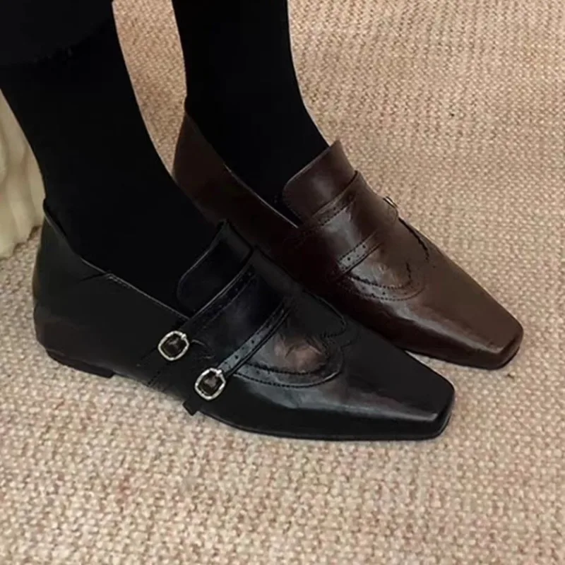 Loafer Women's Square Toe Buckle Design Single Shoes
Loafer Women's Square Toe Buckle Design Single Shoes