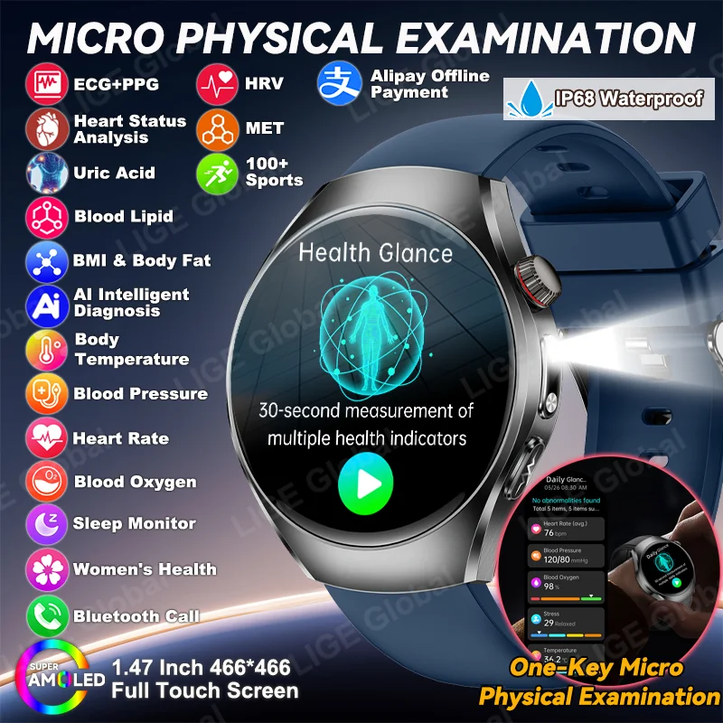 Умные часы LIGE 2026 ECG+PPG для измерения уровня жира в крови, мочевой кислоты, с функцией измерения пульса и артериального давления, Bluetooth-звонками, совместимые с Android и iOS, для мужчин и женщин.
Умные часы LIGE 2026 ECG+PPG для измерения уровня жира в крови, мочевой кислоты, с функцией измерения пульса и артериального давления, Bluetooth-звонками, совместимые с Android и iOS, для мужчин и женщин.