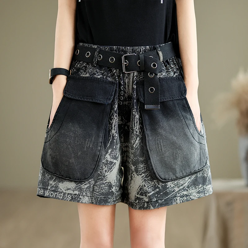 6105 America Style Big Pocket Vintage Denim Shorts for Women Summer Fashion Elastic Waist Loose Casual Half Length Skirt Pants
6105 America Style Big Pocket Vintage Denim Shorts for Women Summer Fashion Elastic Waist Loose Casual Half Length Skirt Pants