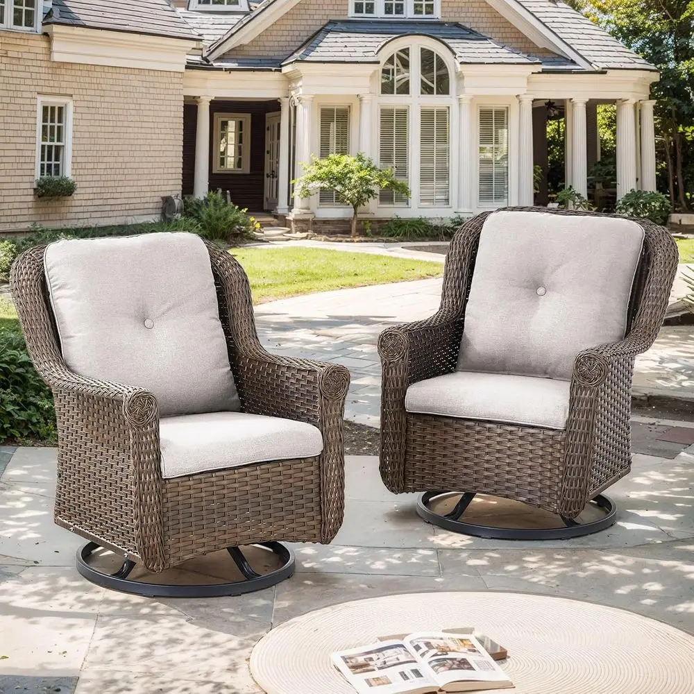 Patio Swivel Chairs Set o 2-High Back Swivel Rocker Outdoor Chair Patio Chair or Deck Porch Lawn Garden Backyard-Brown/Beige
Patio Swivel Chairs Set o 2-High Back Swivel Rocker Outdoor Chair Patio Chair or Deck Porch Lawn Garden Backyard-Brown/Beige
