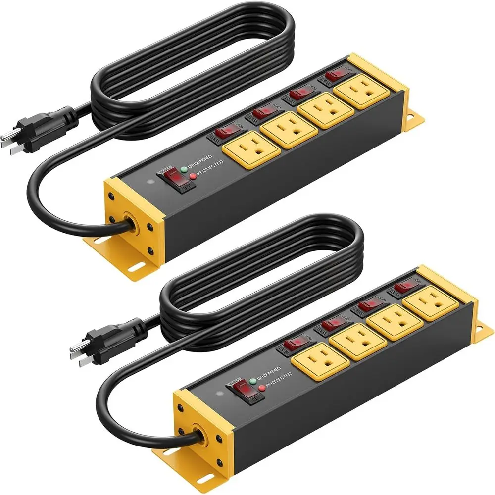 20 AMP Heavy-Duty Surge Protector Power Strip with Individual Switches and 12 Gauge Extension Cord for Garage/Shop Use
20 AMP Heavy-Duty Surge Protector Power Strip with Individual Switches and 12 Gauge Extension Cord for Garage/Shop Use