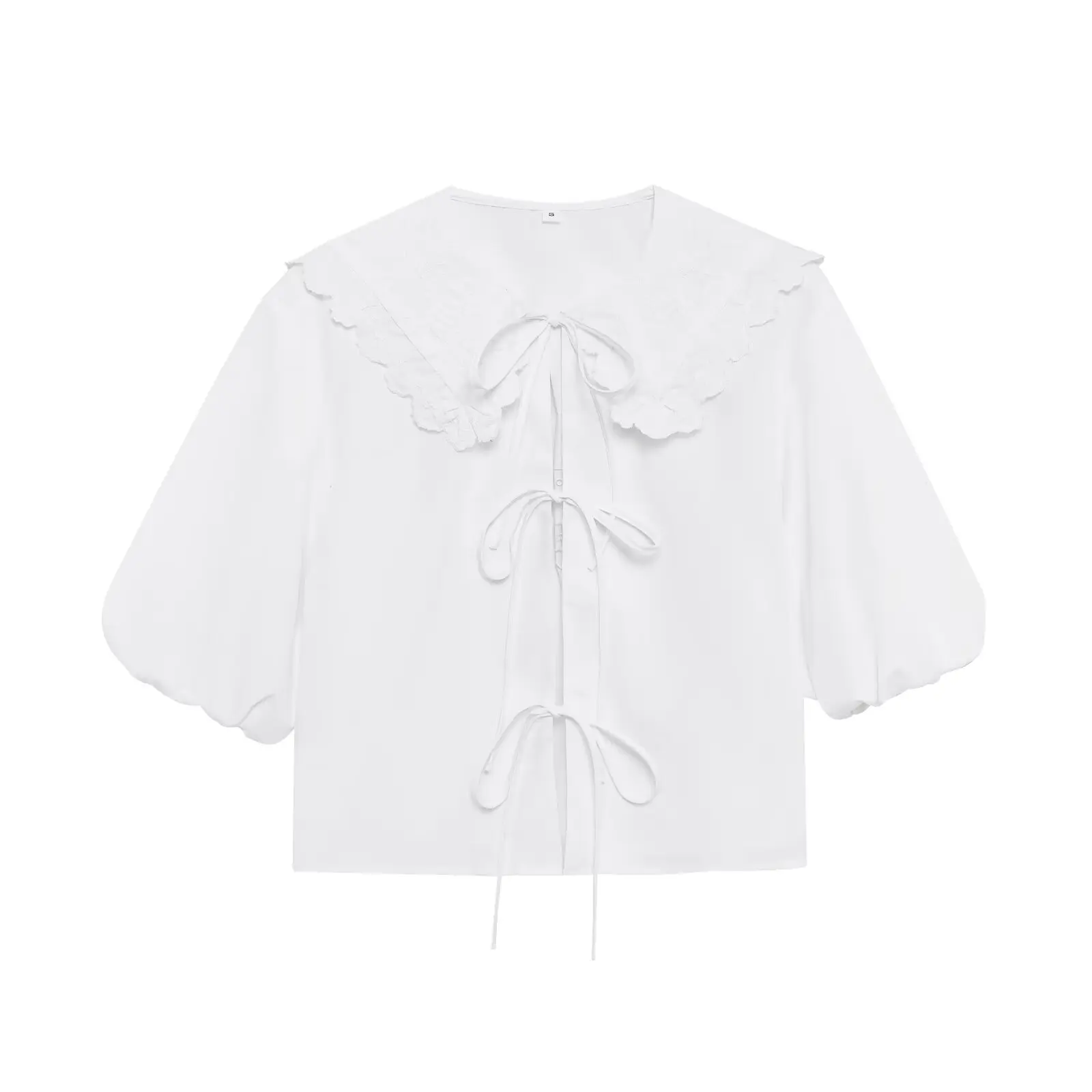 PB&ZA2025 Summer New Women's Versatile Simple Sweet Bow Small Round Collar Strap Poplin Half Sleeve Shirt
PB&ZA2025 Summer New Women's Versatile Simple Sweet Bow Small Round Collar Strap Poplin Half Sleeve Shirt