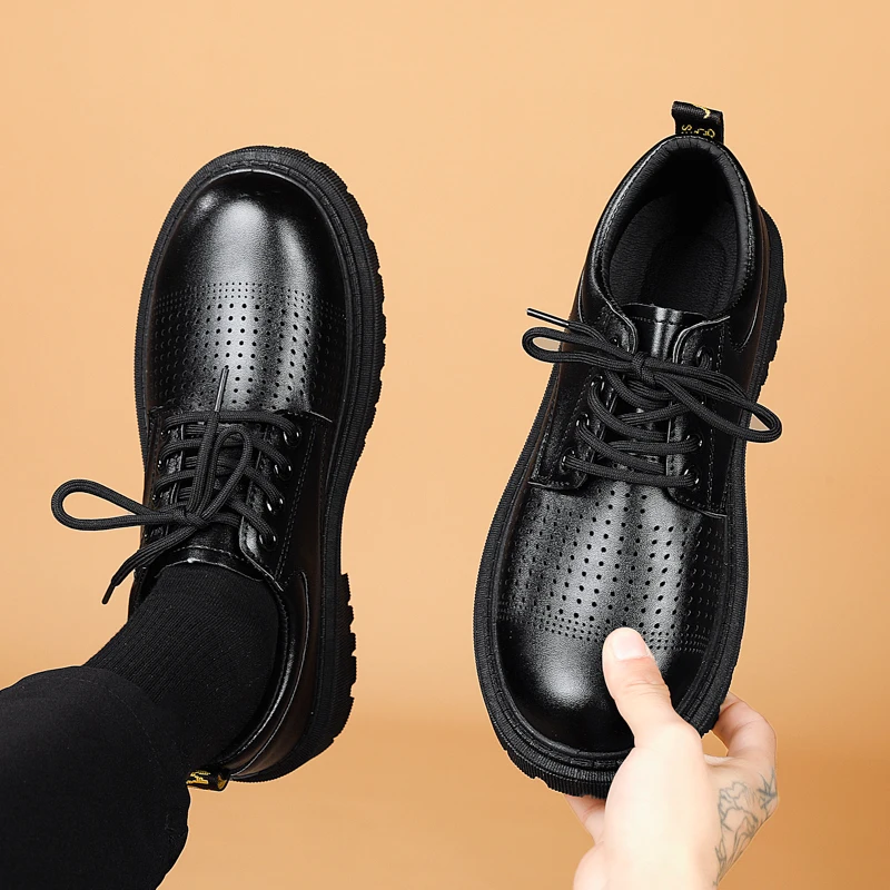 Men's Casual Work Shoes Spring Business Formal Thick Bottom Heightening Black Large Head Trendy Leather Shoes round Toe
Men's Casual Work Shoes Spring Business Formal Thick Bottom Heightening Black Large Head Trendy Leather Shoes round Toe