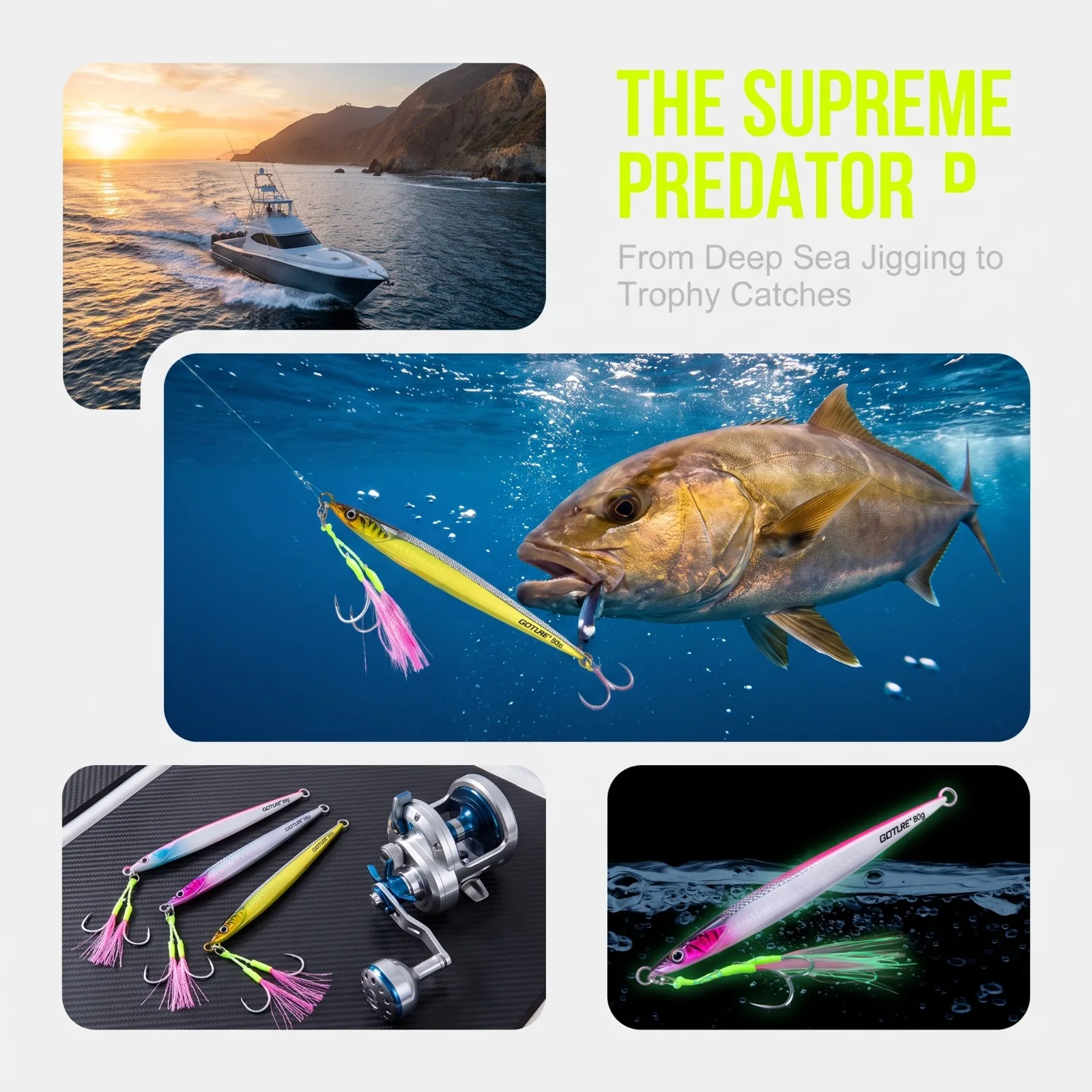 Goture Metal Vertical Jig Fishing Lures UV 7-Layer Coating 80g-300g Double Tinsel Hook Offshore Saltwater Deep Sea Jig Tackle
Goture Metal Vertical Jig Fishing Lures UV 7-Layer Coating 80g-300g Double Tinsel Hook Offshore Saltwater Deep Sea Jig Tackle