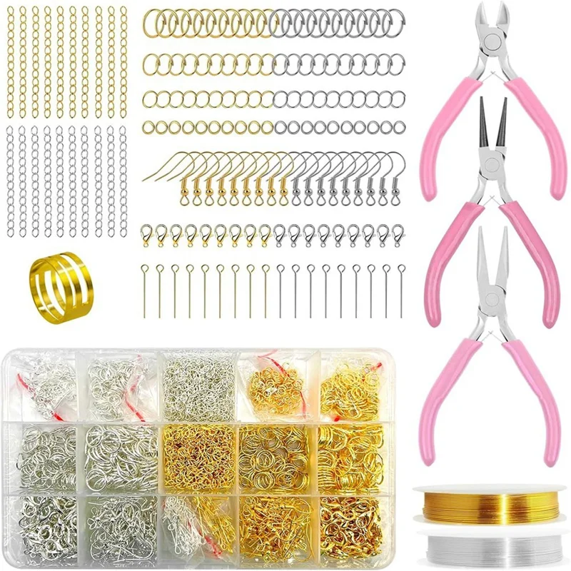 A85Q-1166Pcs Jewelry Making Supplies Kit Contains Silver & Gold Earring Findings, Lobster Claw Clasps, For DIY And Repair
A85Q-1166Pcs Jewelry Making Supplies Kit Contains Silver & Gold Earring Findings, Lobster Claw Clasps, For DIY And Repair